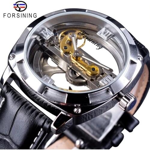 Forsining Official Exclusive Sale Double Side Transparent Fashion Business Design Skeleton Automatic Men Watch Top Brand Luxury