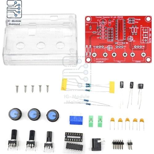 1Hz-1MHz XR2206 Function Generator Square Wave Signal Module DIY Kit Board Adjustable Frequency Pulse With Cover Box Protect