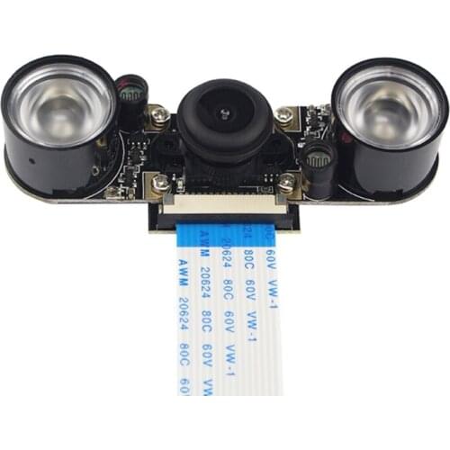 Camera Fisheye Wide Angle 130 Degree 5MP 1080p Night Vision Camera with IR Sensor LED Light for Rasberry Pi 4B/3B+/3B