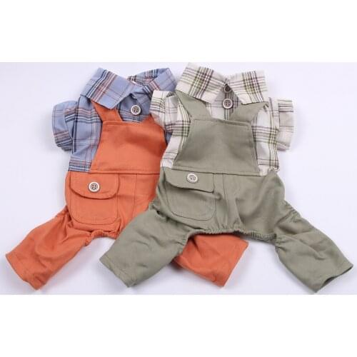 New Dog Cat Jumpsuit Rompers Plaid Shirt Pet Puppy Pants Spring/Summer Clothing Apparel 5 Sizes 2 Colours