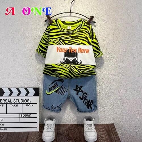 Summer boy clotheskids outfits baby set t-shirt + shorts 2 pcs set fashion Leopard Cartoon Sportswear 2 -10 yrs
