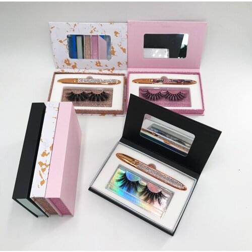 Hot Sell Lashs Package Box Mirror Lashes Book 3D Eyelashes Rose Gold Tweezers Print LOGO