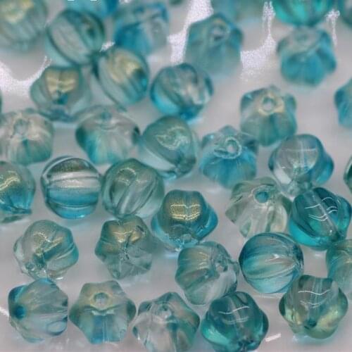 8mm Hot Sale Creative Glass Pumpkin Beads Golden Powder Gradient Color DIY Handmade Materials Jewelry Accessories High Quality