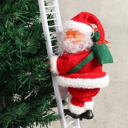 Lovely Christmas Santa Claus Electric Climb Ladder Hanging Decoration Christmas Tree Ornaments Funny New Year Kids Gifts Party