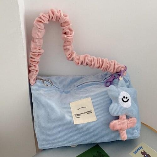 Fashion corduroy shoulder bag small handbags totebag bolso pequeño green bag tassen dames mini bags for women 2021 sac baguette