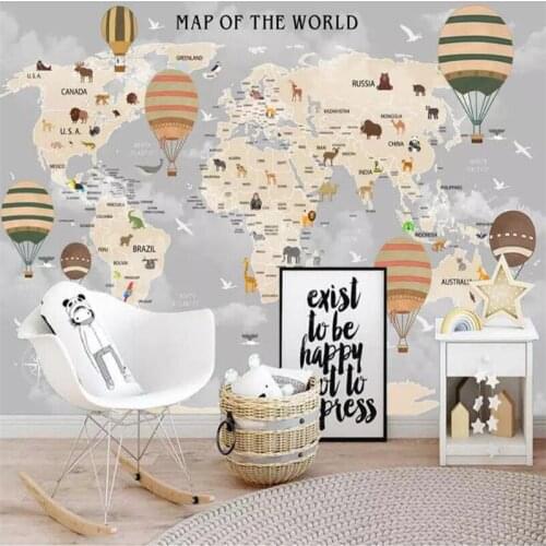 Cartoon world map background wall professional making mural wholesale wallpaper custom photo wall