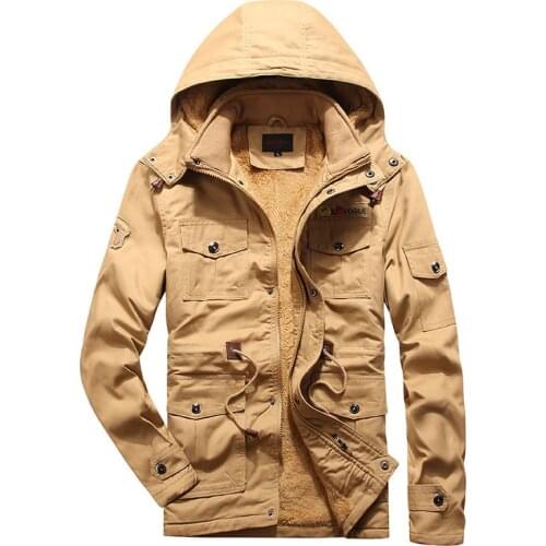 Men Winter High Collar Hooded Plus Velvet Jacket Fashion Oversized Vintage Thick Warm Coat Casual Streetwear 2020 New Clothing