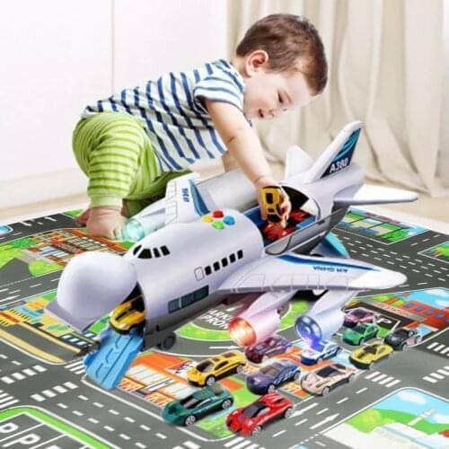 Car Toys Set Airplane Large Play Mat Mini Educational Vehicle Car Airline Model Aircraft Toys for Kids Boys Children Birthday