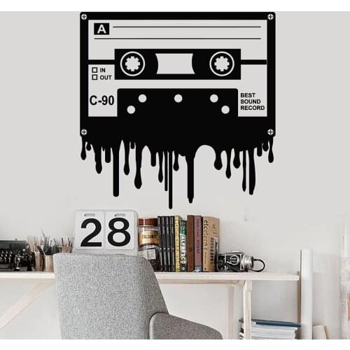 Cassette Music Wall Decal Best Sound Record Retro Style Vinyl Window Stickers Bedroom Musical Studio Classroom Decor Mural M014