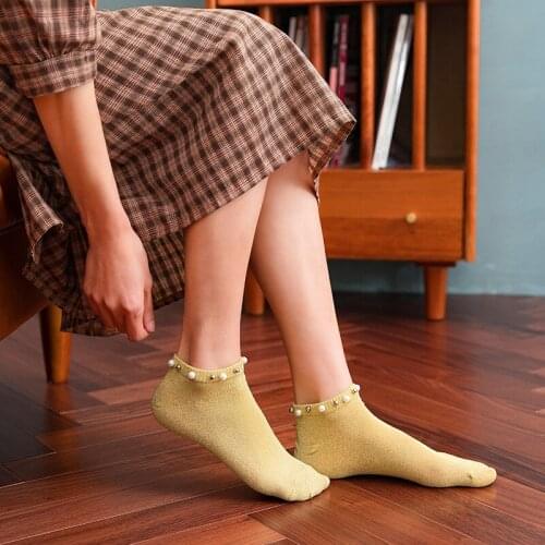 Ankle Socks Korean Style Cotton Women Designer Pink Glitter Calcetines Harajuku Women Skarpetki Black Meias Mulher Meia Mujer