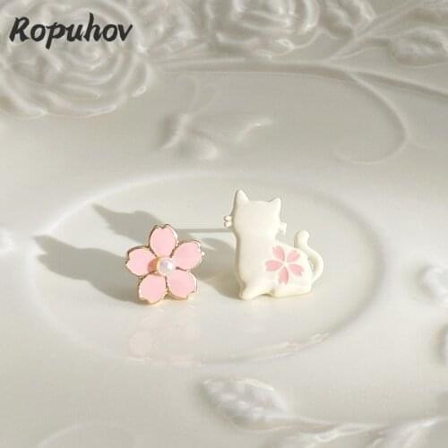 Ropuhov 2021 New 925 Silver Jewelry Korean Fashion Woman Lady Gift Retro Flower Shape Japanese Kawaii Earring Wholesale