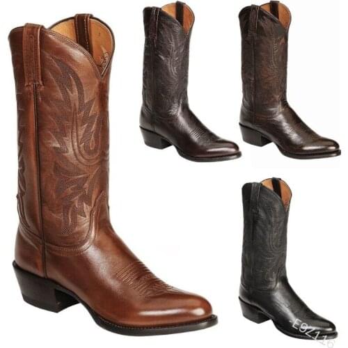 2021 New Plus Size Women Boots Winter Wram Square Heel Boots Embroidered Thicken Motorcycle Boots Mid Calf Botas Mujer