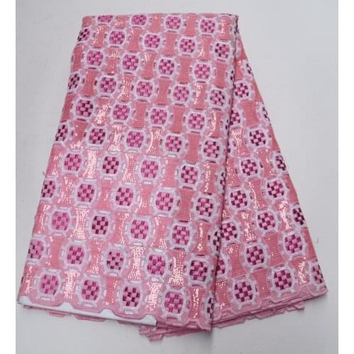 2018 new arrival lace double organza lace with sequins nigerian lace fabrics for party dresses P465-5