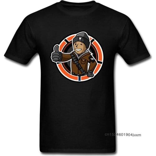 Slim Fit Mens Tshirt Fallout 4 76 T-shirt Casual Division Boy T Shirt On Sale Funny Gamer Gesture Print Tees Hip Hop Guys Tops