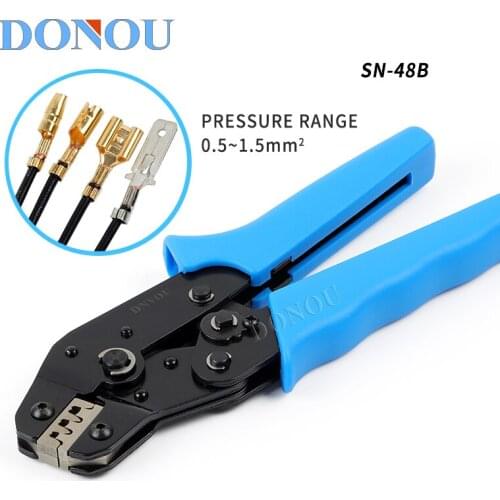 1pes SN-48B 6.3/4.8/2.8 special crimping pliers for cold-pressed terminals with spring inserts and ratchet-type crimping pliers