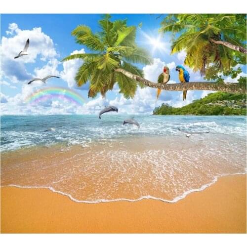 Custom photo wallpaper for walls 3 d Mediterranean murals Romantic seaside landscape tree landscape painting TV background wall