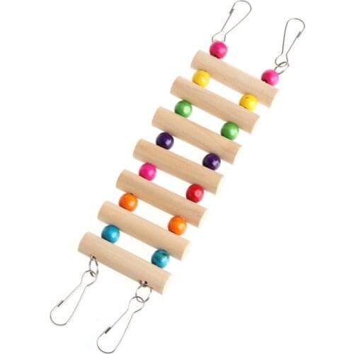 Birds Swing Wooden Bridge Ladder Climb Cockatiel Parakeet Parrot Pet Toy