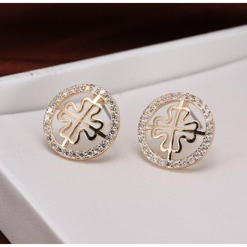 DE129 Fashion Temperament Lucky Crucifix Zircon Stud Earrings Girlfriend Gifts Party Evening Woman Jewelry Stud Earrings 2021