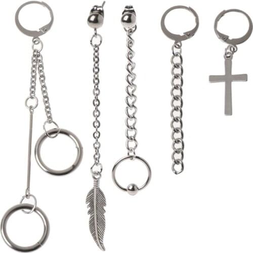 5Pcs KPOP Bangtan Boy Album JIMIN Chain Drop Earrings Korean Fashion Jewelry