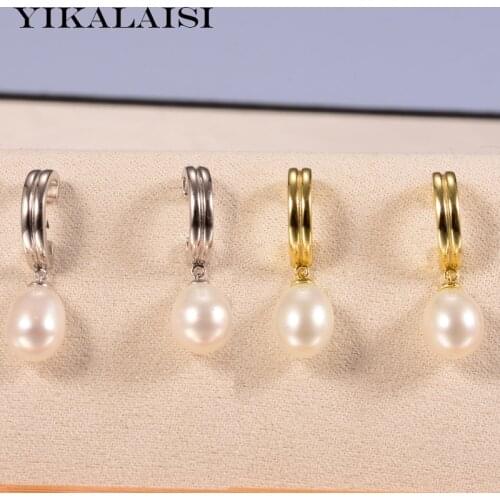 YIKALAISI 925 Sterling Silver Jewelry Pearl Earrings 2020 Fine Natural Pearl jewelry 8-9mm Earrings For Women wholesale