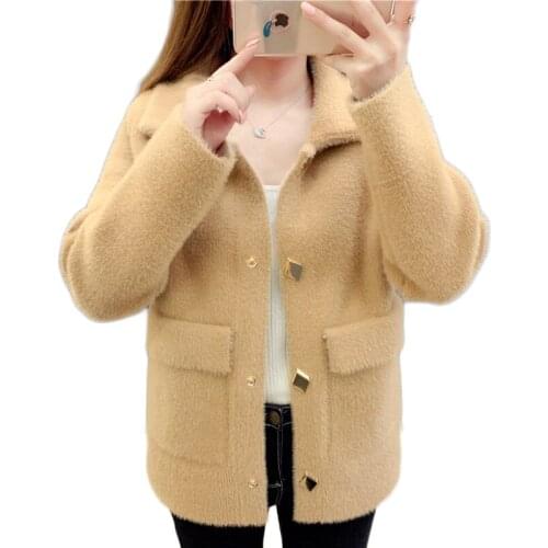Shaggy Coat Women Office Clothing Elegant Fur Jacket Korean Style Autumn Short Outerwear Imitate Mink cashmere Tops High Quality