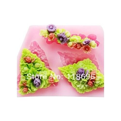 Silicone Flowers Cooking Tools Fondant Bbaking DIY Basket Cake Sugar Chocolate Shaped Silicone Craft Tray candy mold No.si385