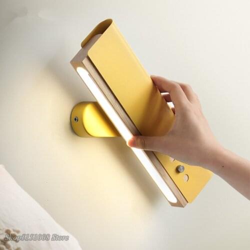 Modern Led Wall Lamp long Strip Rotate Wood Wall Sconce Nordic for Living Room Bedroom Wall Sconce Aisle Home Deco Light Fixture