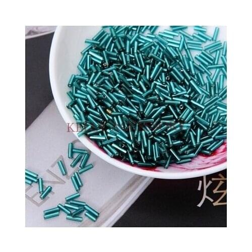 2*6MM 200G Charm Blue Green Glass Bugle Tube Seed Loose Spacer Glass Beads For Jewelry Making Bracelet/Necklace DIY Beads