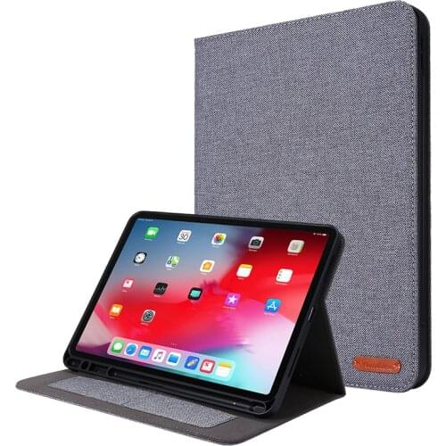 Flip Fabric Leather Case for iPad Pro 11 2020 Gen 2nd Soft TPU Back Cover with Wallet Slot for iPad Pro 11 2018 + Pen