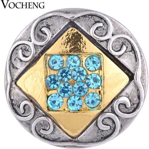 Vocheng Snap Charms 2 Colors Square Inlaid Crystal 18mm Metal Button Vn-1090