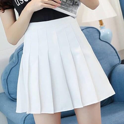 Womens Pleated Skirt High Waist Pleated Mini Skirt Slim Waist Casual Tennis Skirt Pleated Skirts Sweet Cute Girls Юбка @40