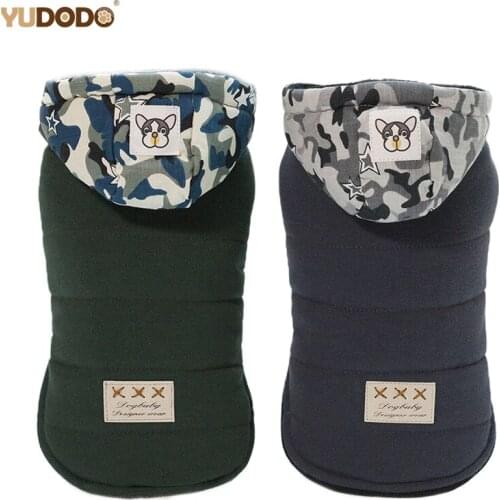 Winter Dog Clothes Camouflage Hooded Thicked Cotton Pet Clothing Two Feet Warm Soft Dogs Coat Jackets For Bulldog Chihuahua