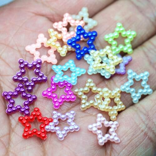 10mm Mixed Color Flatback Hollow Pearl Star Cabochons Scrapbooking Embellishments Shaker Card Making Supplies Nail Art Deco