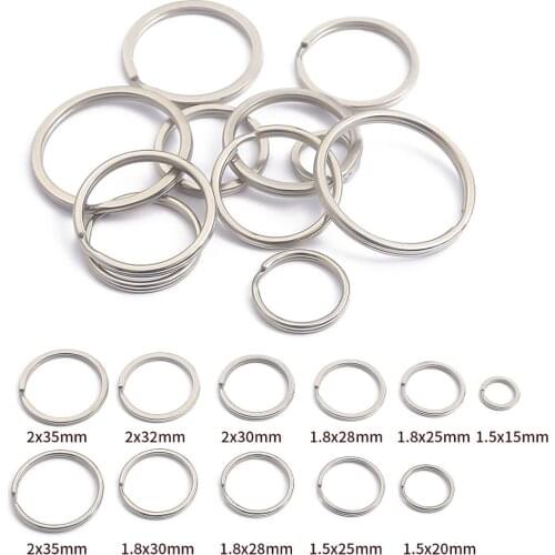 10pcs/lot 20 25 28 30 35mm Stainless Steel Round Split Keychain Key Ring Connector Findings for DIY Key Chain Making Accessories