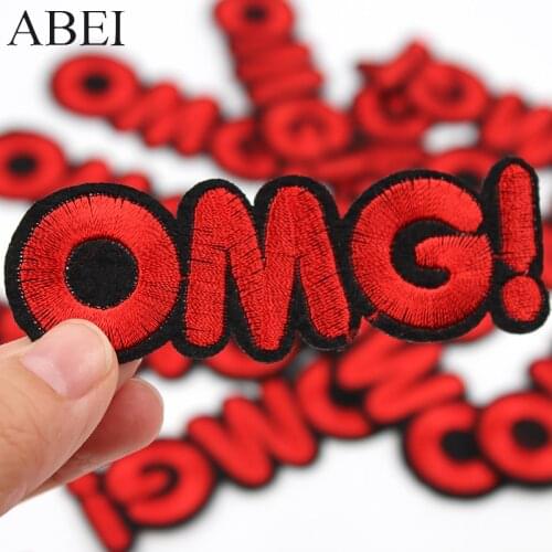 10pcs/lot Embroidered OMG Patches Iron On Funny English Word Appliqued Diy Stickers Handmade Sewing Patchwork Motif Badge Logo
