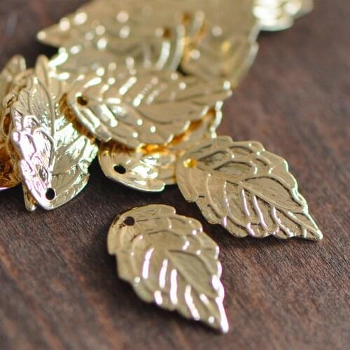 10pcs Gold Plated Brass Leaf Charms 18mm For Jewelry Making DIY Jewelry Accessories (GB-028)