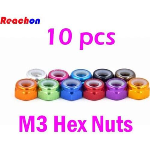 10pcs Aluminum alloy M3 Hex nuts locknuts screw nut for Quadcopter kvadrokopter Multicopter RC Models Drone