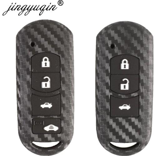 20x Carbon Silicone Car Key Cover FOB Case For Mazda 2 3 6 Axela Atenza CX-5 CX5 CX-7 CX-9 Remote Key Ring Keychain 3/4 Buttons