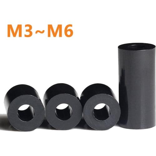 50pcs M3.2 M4.2 M5.2 Black ABS Rround Spacer Standoff White Nylon Non-Threaded Spacer Round Hollow Standoff Washer Free Shipping