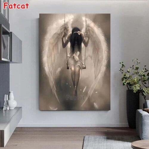 5D DIY Diamond Painting Angel Wings Painting With Diamonds Embroidery Diamond Mosaic Girl Full Square/round drill Decor PP2445