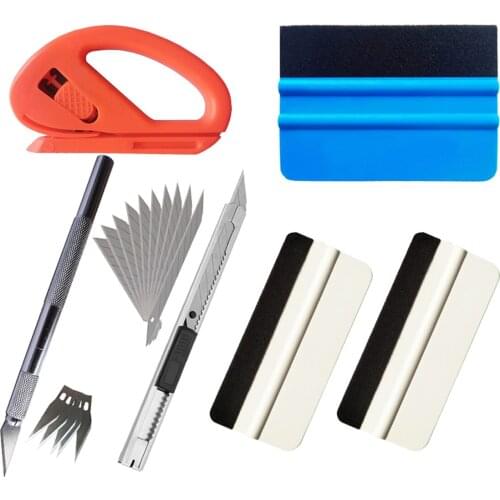Car Tint Squeegee Scraper Wrapping Tools Vehicle Vinyl Wrap Film Sticker Installation Kit Cutter Knife Auto Car Accessories T01