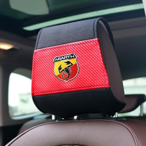 Car styling Car headrest cover with Phone Pocket fit for fiat abarth emblem Car interior accessories