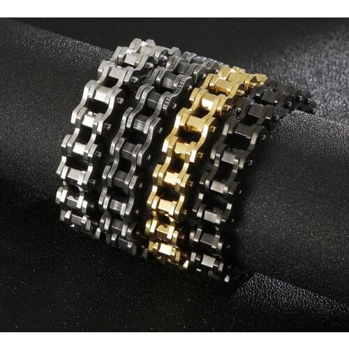 Punk Fashion 316L Stainless Steel Bracelet Mens Titanium Steel Bicycle Chain