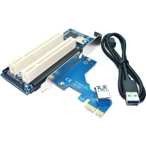Fast Free Ship pcie turn pci Riser Card pci-e to dual pci slot extension card Support acquisition/golden tax card/sound card PCI