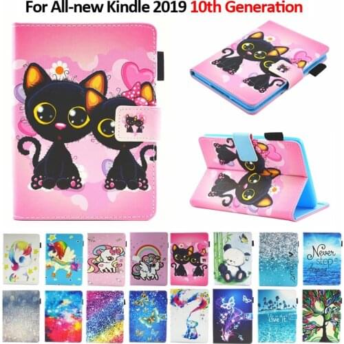 Case For Amazon All-New Kindle 2019 Case Painted Cat Unicorn Folding Stand Cover Funda For Kindle 2019 10th Generation Capa