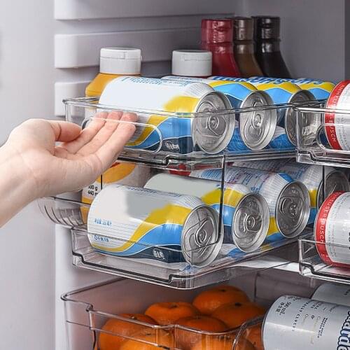 Beverage Holder Can Organizer Rack Stackable Storage Organizer Tray Rack For Refrigerator Kitchen TS1