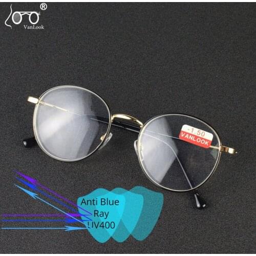 Women Blue Light Blocking Glasses For Myopia Spectacle Frames Screen Protection Eyeglasses Round Anti Blue Ray Computer Glasses