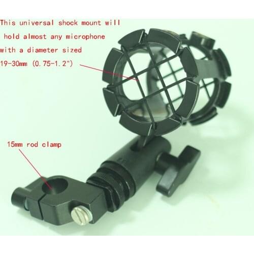 Microphone Bracket Shock Mount with 15mm Rail Clamp fr Mic clip camera Dslr Rig