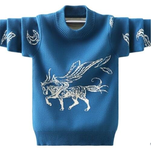 Boys pullover cotton sweater new spring/autumn/winter big kids plus velvet bottoming shirt