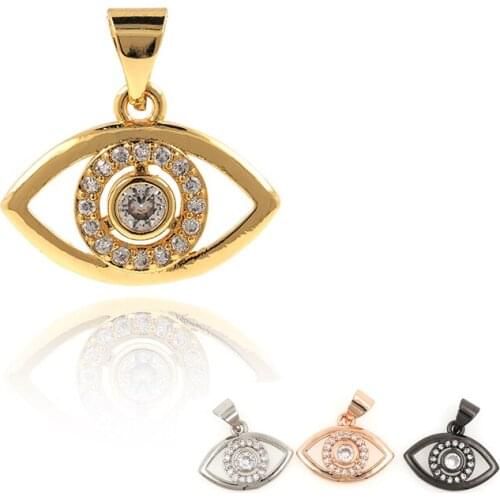 Necklace Charm Evil Eye Pendant Brass Zircon Gold Plated Eye Bracelet DIY Jewelry Accessories
